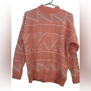 Jolie Pink &‎ White Long Sleeve Sweater Size M Easter Spring Light weight